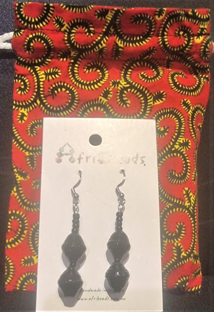 African 2 Bead drop earrings